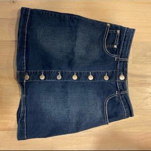 Button up denim mini skirt